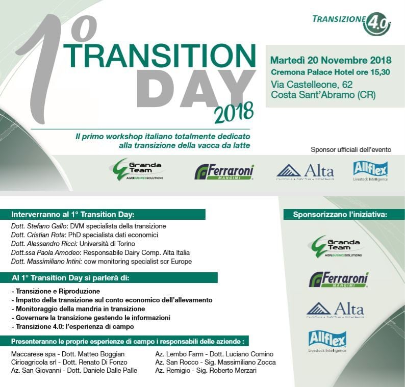 1° TRANSITION DAY, appuntamento a Cremona il 20 nov. alle ore 15:30 - Alta Genetics